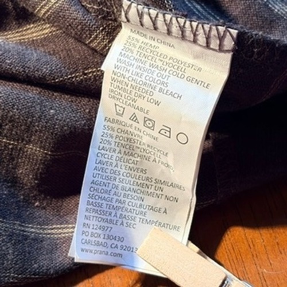 Prana Dress Sz XS Hemp Blend Gray Striped Sleeveless Drawstring Pockets Eco - Picture 11 of 13
